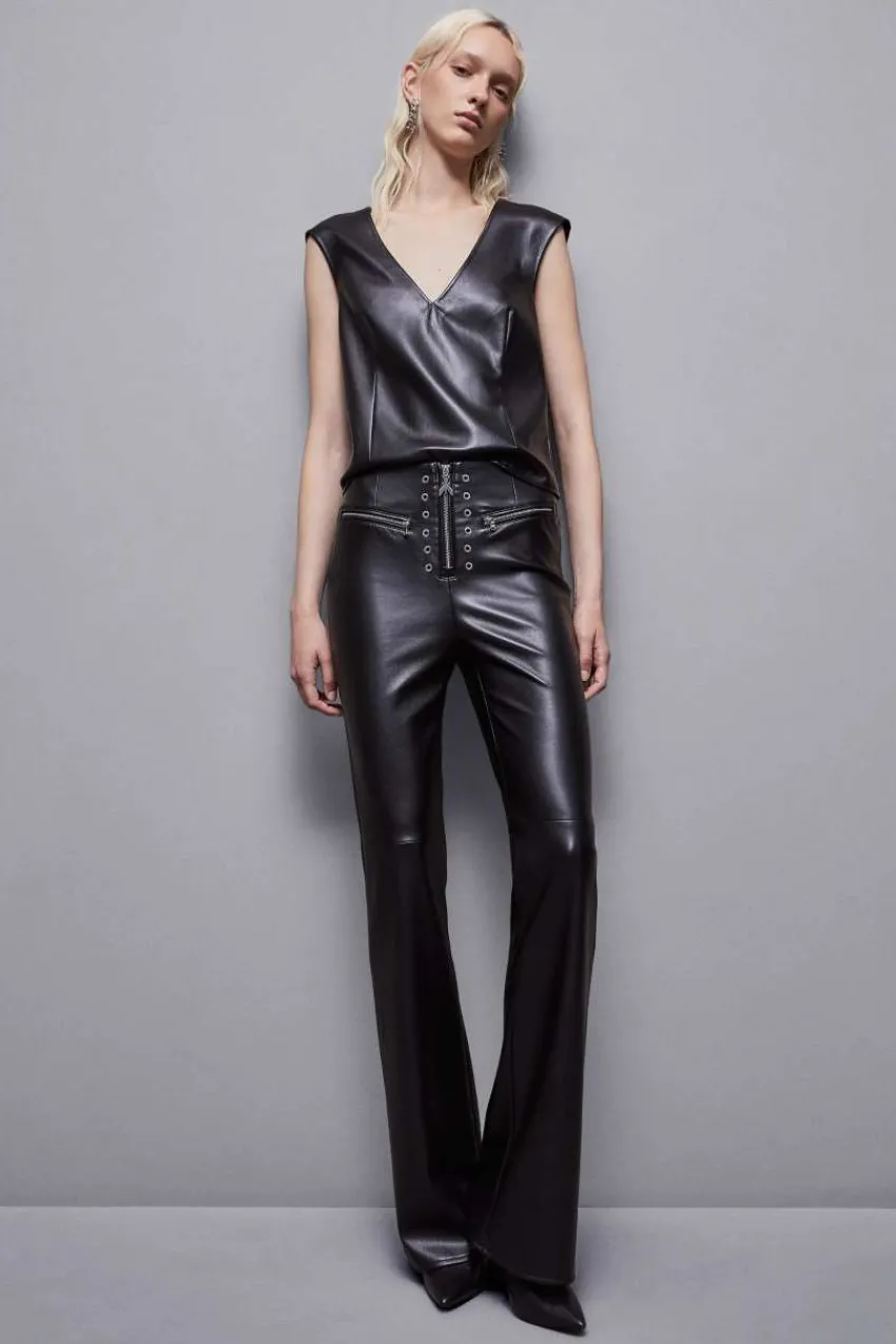 Patrizia Pepe Party Outfits | Tops<Ärmelloses Oberteil aus Kunstleder mit Reißverschluss