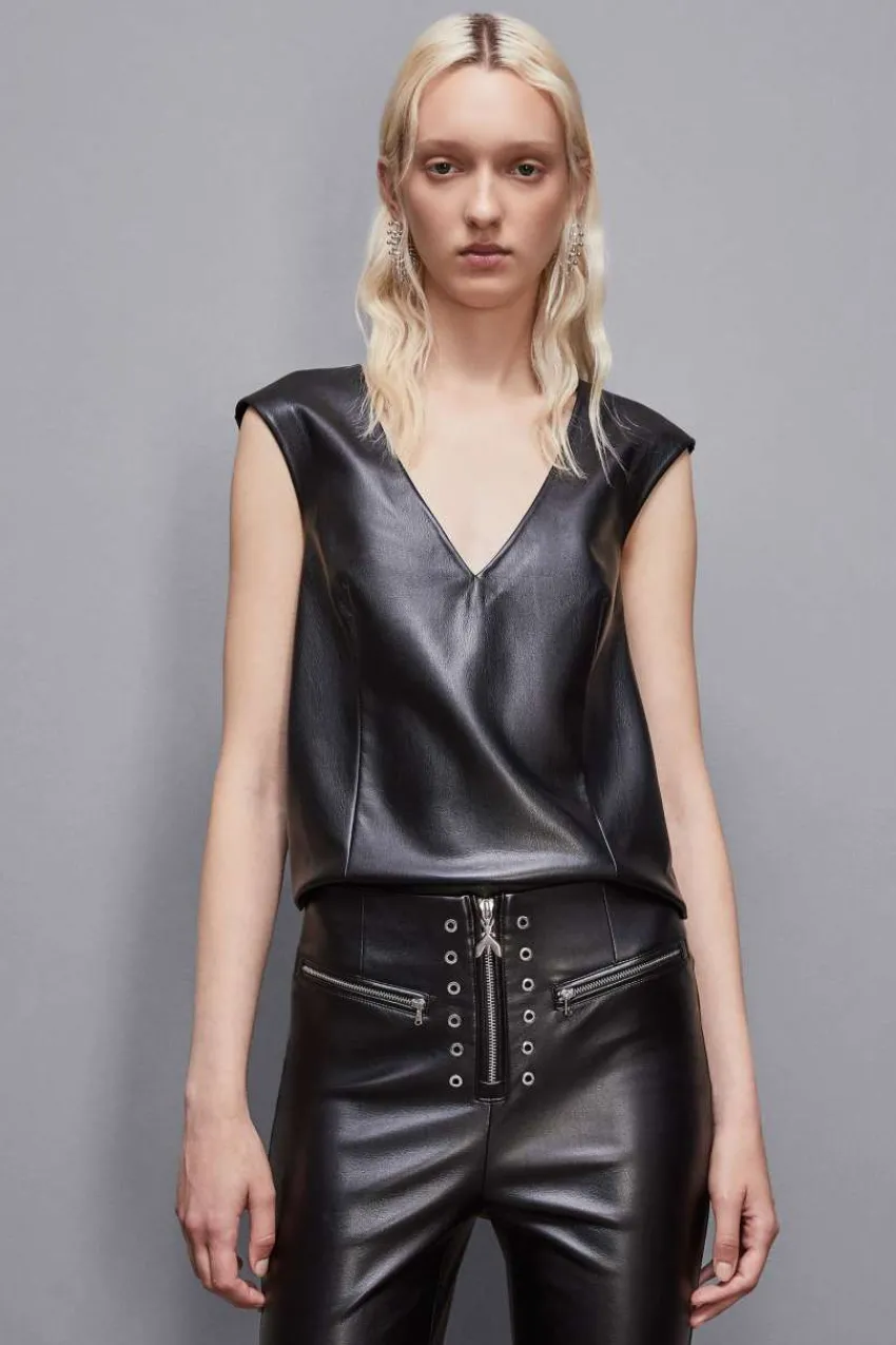 Patrizia Pepe Party Outfits | Tops<Ärmelloses Oberteil aus Kunstleder mit Reißverschluss