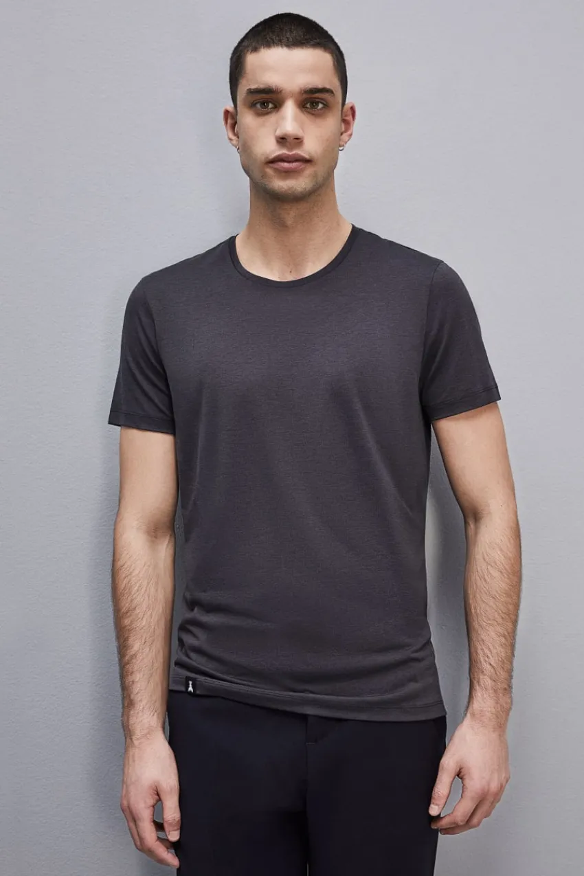 Herren Patrizia Pepe T-shirts & Hemdblusen<Schmal geschnittenes T-Shirt aus Lyocell-Baumwoll-Jersey