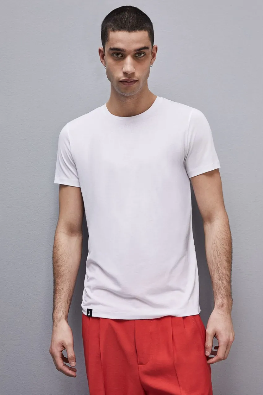 Herren Patrizia Pepe T-shirts & Hemdblusen<Schmal geschnittenes T-Shirt aus Lyocell-Baumwoll-Jersey