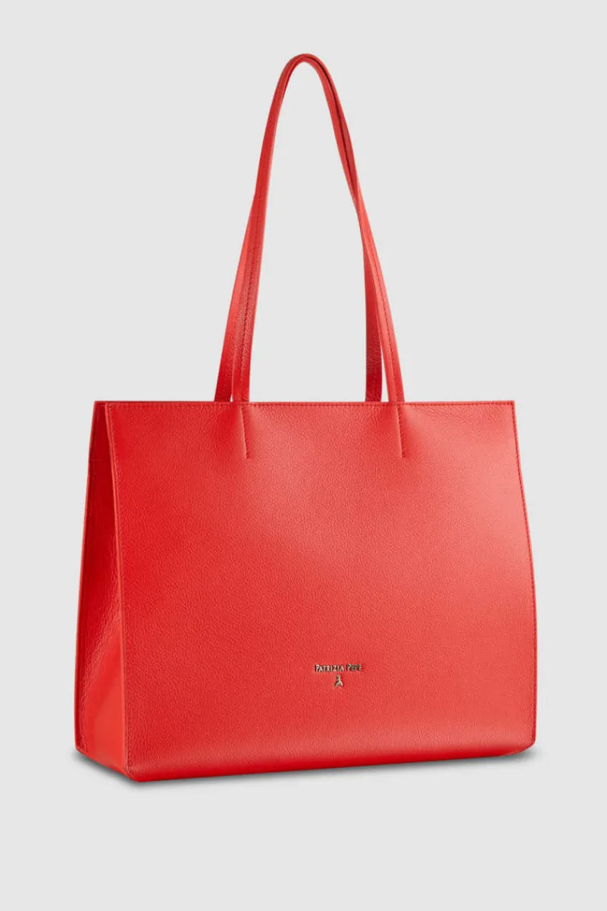 Patrizia Pepe Shopper<Shopping Tasche Bag aus Leder mit Reißverschluss