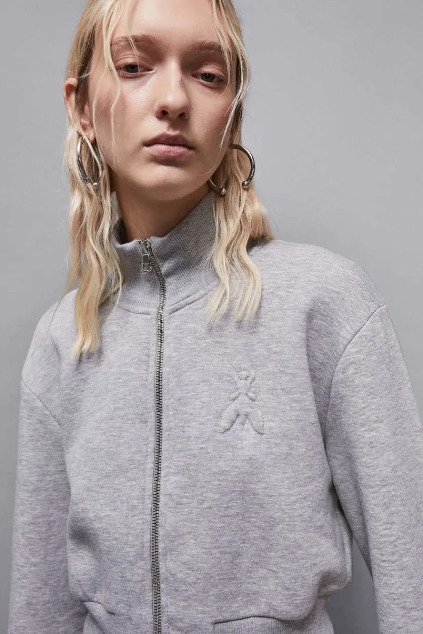 Patrizia Pepe Sweatshirts<Sweatshirt mit hohem Kragen und Reißverschluss aus Baumwolle