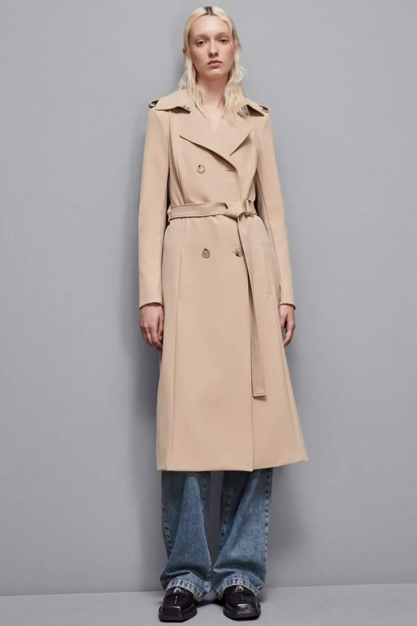 Patrizia Pepe Trenchcoats<Trenchcoat mit Schnalle aus bi-elastischem Nylon