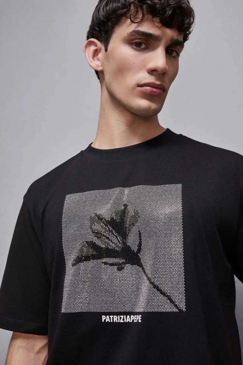 Herren Patrizia Pepe T-shirts & Hemdblusen<T-Shirt mit Nieten-Applikation