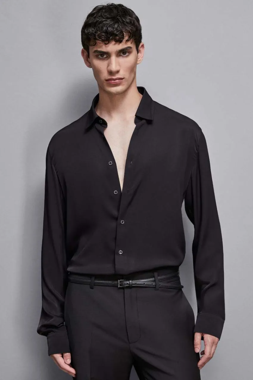 Herren Patrizia Pepe T-shirts & Hemdblusen<Unifarbenes Hemd aus Viskose-Twill