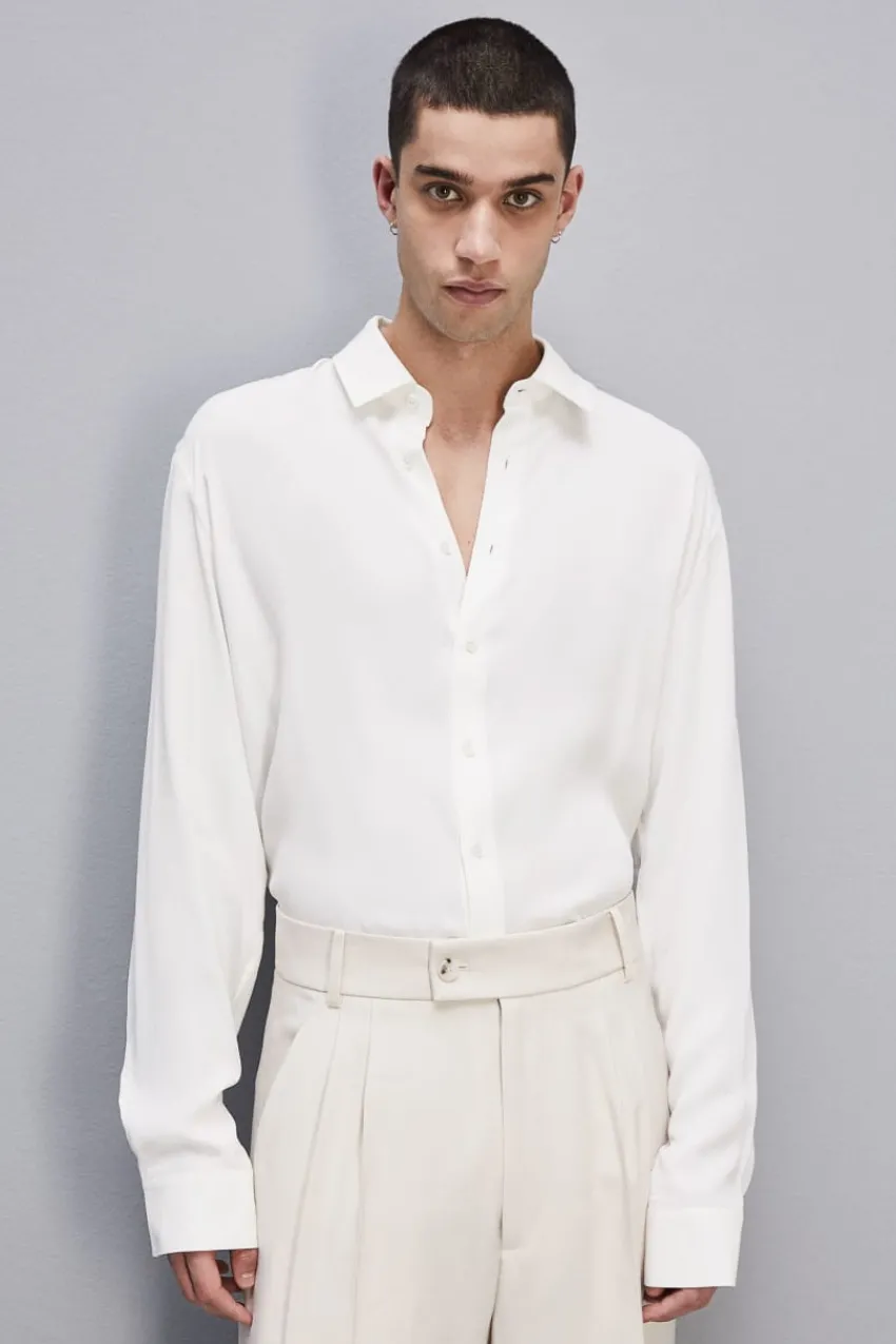 Herren Patrizia Pepe T-shirts & Hemdblusen<Unifarbenes Hemd aus Viskose-Twill