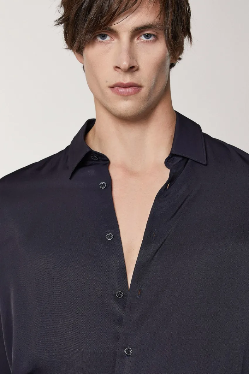 Herren Patrizia Pepe T-shirts & Hemdblusen<Unifarbenes Hemd aus Viskose-Twill