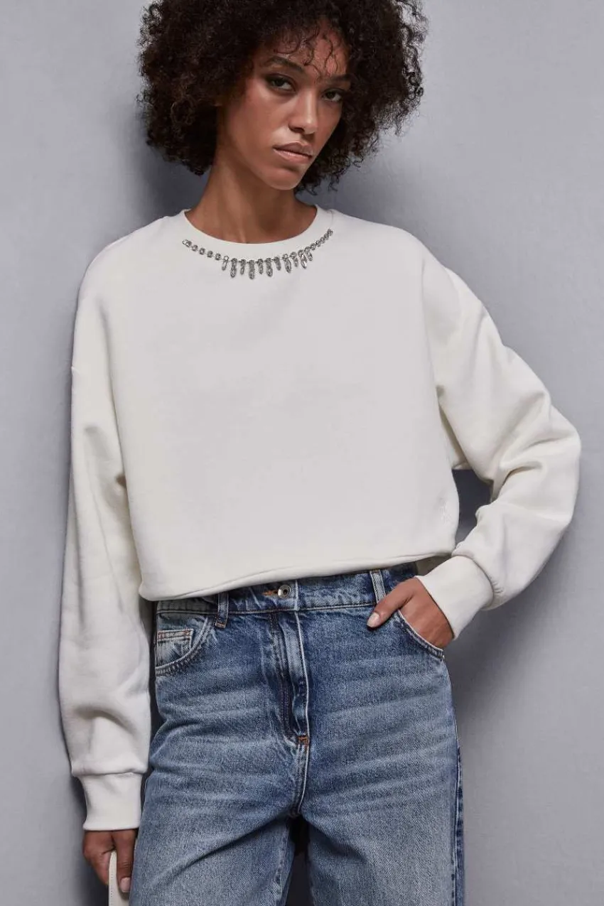 Patrizia Pepe Pullover<Weiches Sweatshirt mit Strasssteinen