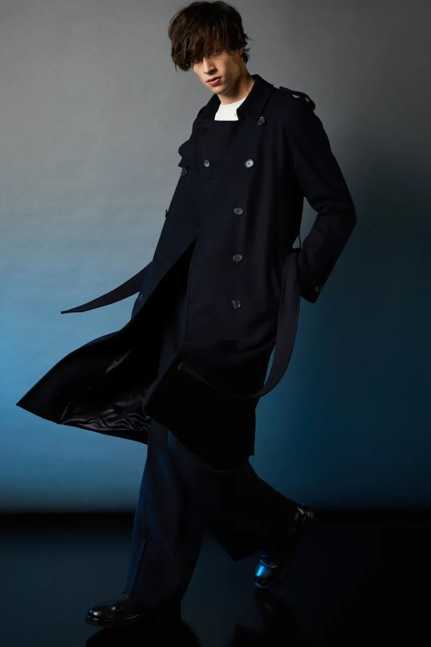 Herren Patrizia Pepe Jacken<Zweireihiger Trenchcoat aus Wollmischung