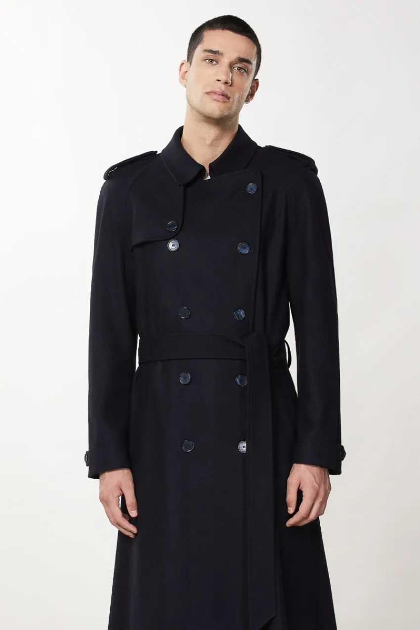 Herren Patrizia Pepe Jacken<Zweireihiger Trenchcoat aus Wollmischung